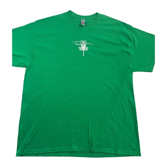Disc Golf Shirt BASKET TREE SCENE Disc Golfer XL Graphic T-Shirt Gildan GREEN - Picture 8 of 8